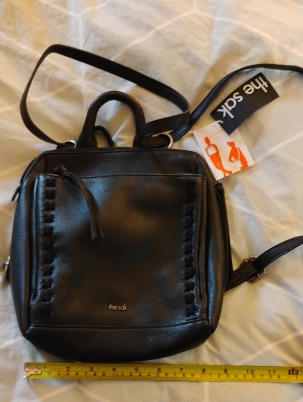 NWT - The Sak Loyola black pebbled leather convertible mini backpack.